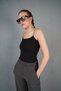 Women's Elastic Rope Strap Tank Top Bustier Cty-Abr-1563 - 2