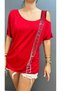Women's Plus Size Single Shoulder Strap City Fashion Stoned Low Sleeve Blouse Cty-Cnd-06 - 2