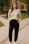 Women's Waist Leg Elastic Cord Tie Basic Ribbed Sweatpants Bottom Cty-Abr-1771 - 2