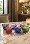 Handmade Crystal Honeycomb Patterned Colorful Decorative Turkish Delight Bowl Set of 6 +1 Gift