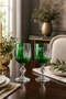 Handmade Crystal Bohemia Green Double Color Decorative Presentation Stand Footed Goblet Coffee Side Water Glass - 8