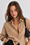 Washable 100% Cotton Muslin Oversize Shirt - Mink |   Mks165030-01