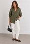 Washable 100% Cotton Muslin Oversize Shirt - Khaki |   Mks165030-01 - 3