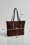 Women's Bitter Brown Suede Lined Hand and Shoulder Bag - 4