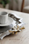 6-Piece Wavy Corners Mini Daisy Stainless Steel Tea Coffee Engagement Presentation Tray Gold Silver 24X24Cm - 2
