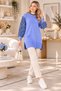 New Season Women's Polyamide Yarn Leopard Sleeve Patterned Long Knit Tunic