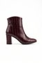 Women's Burgundy Winter Crocodile Patterned Classic Side Zipper Pointed Toe Thick Heeled Boots 143 - 5