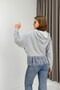 Gray Stretchy Fabric Hooded Collar Low Shoulder Rope Fringe Detailed Comfortable Fit Sweatshirt - 3