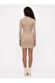 Mink Knitwear Fabric Polo Collar Long Sleeve Slim Fit Mini Form Knitted Dress - 3