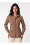 Brown Woven Fabric Shirt Collar Long Sleeve Relaxed Fit Buttoned Shirt with Pleated Detail on the Front - 2