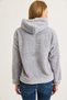 Gray Cotton Plush Textured Hooded Collar Embroidered Sweatshirt with Kangaroo Pocket - 5