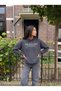 Anthracite Cotton Blend Hooded Collar Oversize Sweatshirt with Kangaroo Pocket