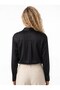 Black Soft Textured Satin Fabric Long Sleeve Buttoned Classic Collar Comfortable Fit Shirt - 3