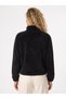 Black Welsoft Flexible Fabric Half Zipper Detailed Chest Embroidery Comfortable Fit Sweatshirt - 3