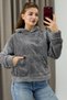 Gray Welsoft Cotton Fabric Long Sleeve Hooded Sweatshirt with Kangaroo Pocket and Plush Texture