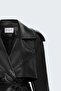 Long Leather Trench - Black - 3