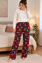 Women's Red Plaid Suede Quality Soft Winter Pajama Bottoms - 2