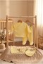 5 Piece Hospital Discharge Set Double-Breasted Top and Bottom Gloves Hat and Apron Set Organic 100% Cotton Yellow - 3