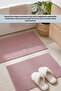 Lidya Beige Striped 2-Piece Mat Set (60X100+50X60) Non-Slip, Easy to Clean, Velvet Feel - 3