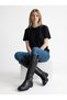Casual Leather Flat Sole Boots with Buckle Detail - 2