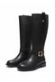 Casual Leather Flat Sole Boots with Buckle Detail - 5