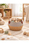 Multi-Purpose Flower Pot Basket with Decorative Handles 3-Piece Wicker Cotton Basket / Flower Pot Basket Gray - 4