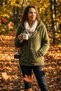 Women's Khaki Green Plush Soft Zippered Hooded Pocket Welsoft Jacket 22Kckteres - 5