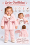 Baby Girl Plush Coat with Bow and Buttons, Soft Textured Winter Jacket Ak8548 - 2