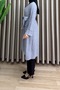 Günay Ki̇mono Strawberry Fabric Women's Gray Kimono with Buttons and Removable Belt - 3
