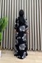 Çağla Dress Viscose Fabric Women's Black Floral Patterned Hijab Dress with Openable Buttons and Pockets - 2