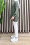 Vienna Tunic Modal Oysho Fabric Khaki Women's Comfortable Hijab Tunic with Stitching Detail - 2