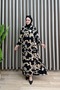 Feza Dress Viscose Fabric Women's Black Collar Openable Buttoned Comfortable Cut Hijab Dress - 4