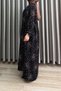 Erva Dress Viscose Fabric Women's Black Collar Openable Buttoned Comfortable Cut Patterned Hijab Dress - 2
