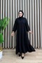Almond Dress Viscose Fabric Women's Black Openable Button Detailed Comfortable Cut Hijab Dress - 3