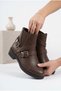 Women's Cross-Belted Double Buckle Flat Sole Ankle Boots with Internal Zipper, Comfortable Daily Winter Boots