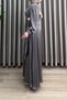 Ni̇hal Elbi̇se Kraş Satin Fabric in Vision Color with Balloon Sleeves, Tie-Up Accessories, Detailed Neckline, Long Stylish Hijab Evening Dress. - 4