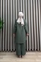 Suzan Takim Khaki Soft Tensel Fabric Full Button Shirt with Button Details, Two-Piece Hijab Set, Comfortable Fit. - 5