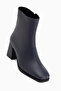 Margot Genuine Leather Navy Blue Blunt Toe Heeled Women's Boots - 2