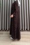 Yasemi̇n Dress Viscose Fabric Women's Brown Polka Dot Collar Openable Buttoned Hijab Dress - 3