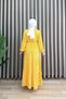 Ayla Dress Viscose Fabric Women's Yellow Floral Patterned Collar Openable Buttoned Waist Tie Muslim Dress - 2