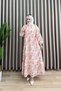 Armağan Elbi̇se Modal Mango Fabric Women's Pink Half-Length Openable Buttoned and Floral Patterned Hijab Dress - 2