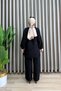 Leyla Takim Black Strawberry Fabric Side Tie Detailed Pants Hijab Two-Piece Set - 3