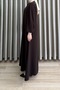 Leman Ferace Rabia Crepe Fabric Women's Bitter Brown Overhead Ferace with Hidden Zipper and Elastic Ankles - 3