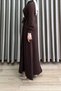 Duygu Dress Imported Crepe Fabric Women's Brown Collar Openable Buttoned Dress with Lace Detail and Removable Belt - 4