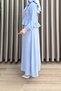 Si̇bel Skirt Set Slaplı Cubra Fabric Women's Baby Blue Buttoned and Ruffle Detailed Shirt Skirt Two-Piece Set - 2