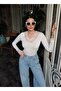 Transparent Fabric Lace Detailed Blouse — White - 5