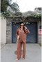 Tencel Fabric Shirt Suit — Brown - 8