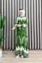 Nursel Dress Viscose Fabric Women's Grass Green Collar Button Detailed Belted Hijab Dress - 3