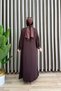 Havva Ferace Rabia Fabric Diemsi Stone Women's Brown Full-Length Zippered Ferace - 3