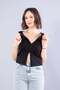 10836 sleeveless o-neck blouse with zipper accessory
